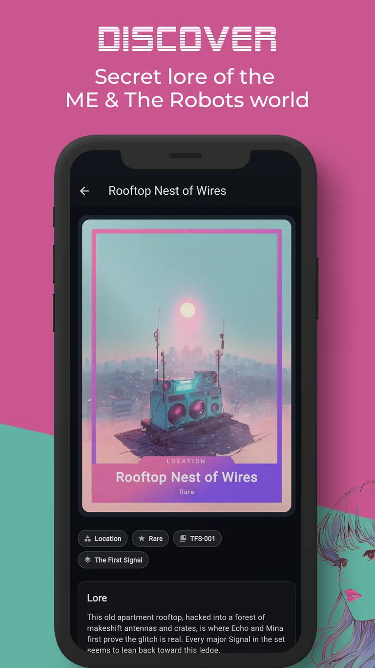 Card detail in the Collector app revealing its story text