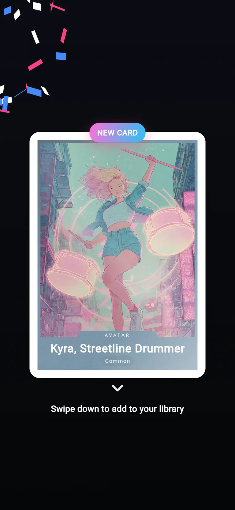 Opening a new card in the ME & The Robots Collector app