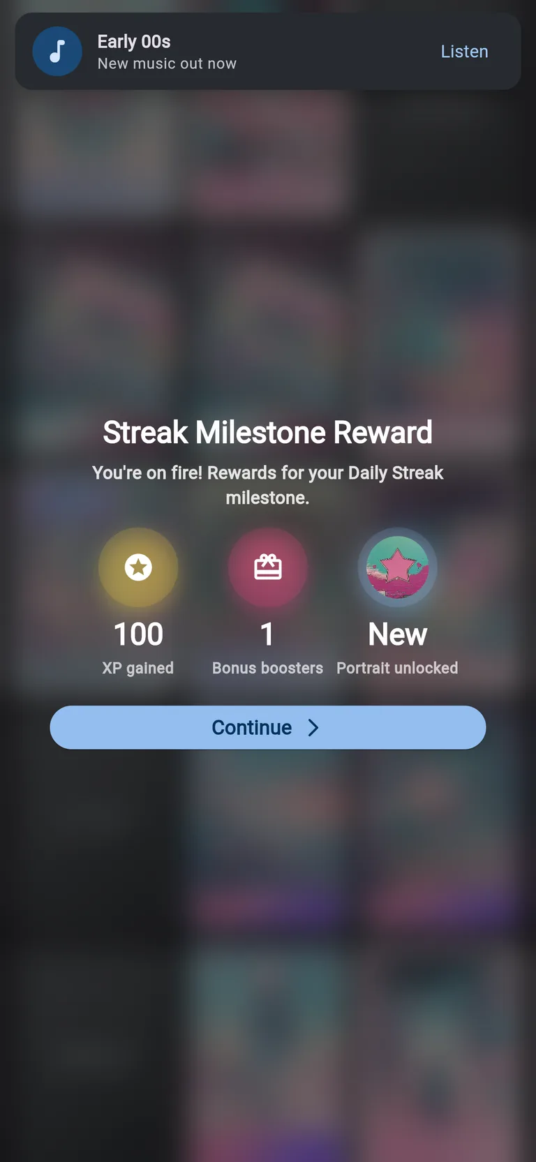 A streak milestone reward in the ME & The Robots Collector app