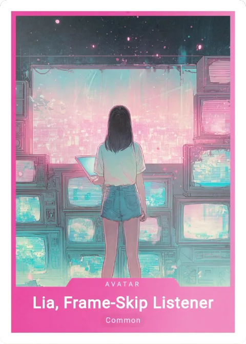 Lia, Frame-Skip Listener card artwork from ME & The Robots Collector