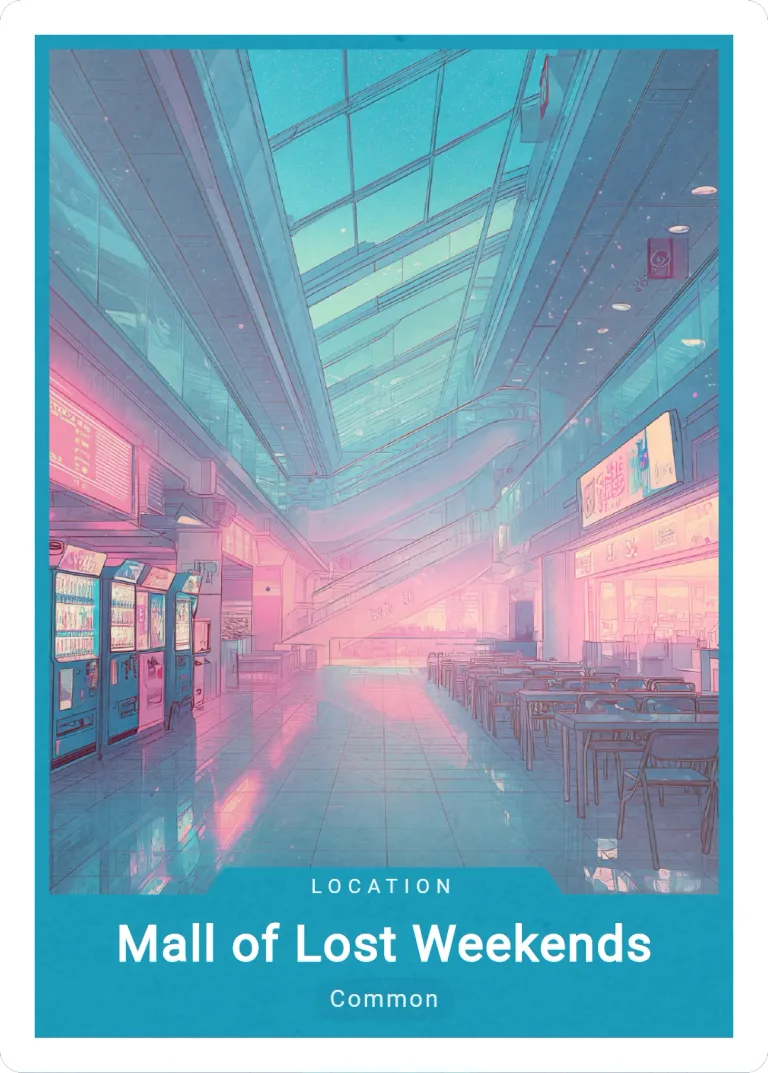 Mall of Lost Weekends card artwork from ME & The Robots Collector