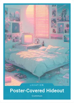 Poster-Covered Hideout card